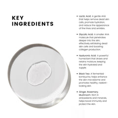 COMUNE AHA Exfoliant Toner texture swatch highlights silky, non-sticky feel.