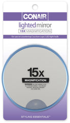 Conair suction cups secure to smooth surfaces for portable magnification