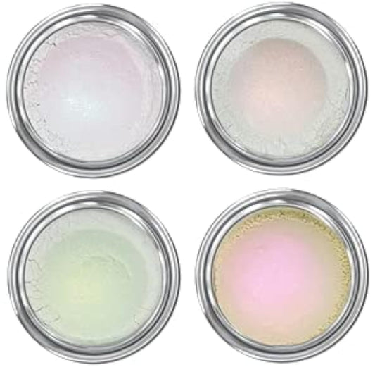 Concrete Minerals White MultiChrome eyeshadow close-up showing color shift across lighting