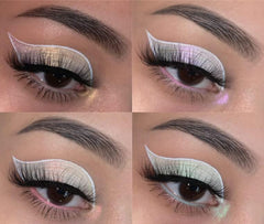 Concrete Minerals White MultiChrome swatch on eyelid reveals shifting hues and silky texture