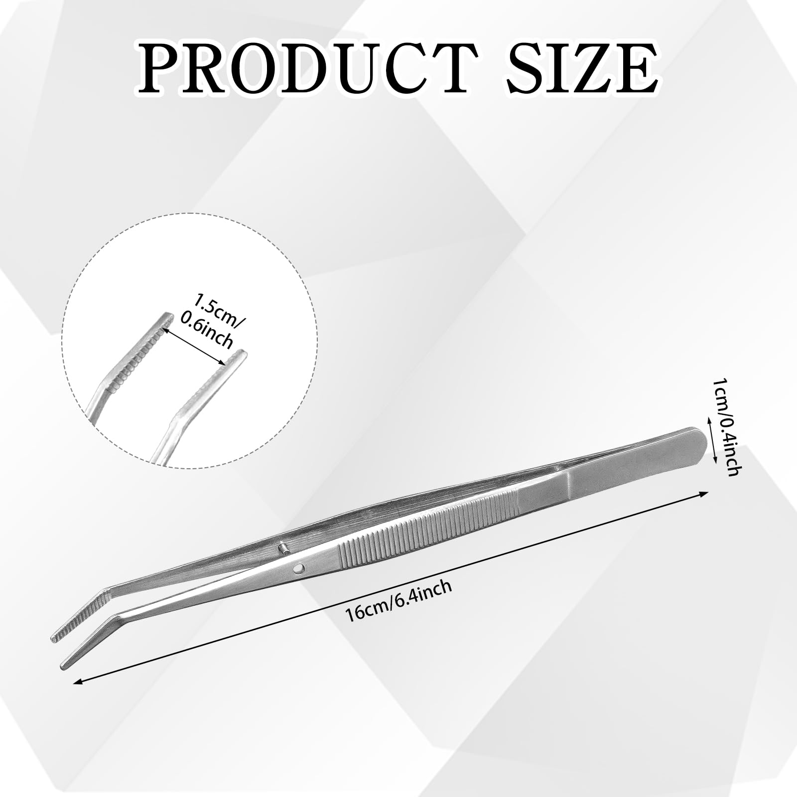 CONEHOY stainless steel tweezers with knurled handle improves grip and control.