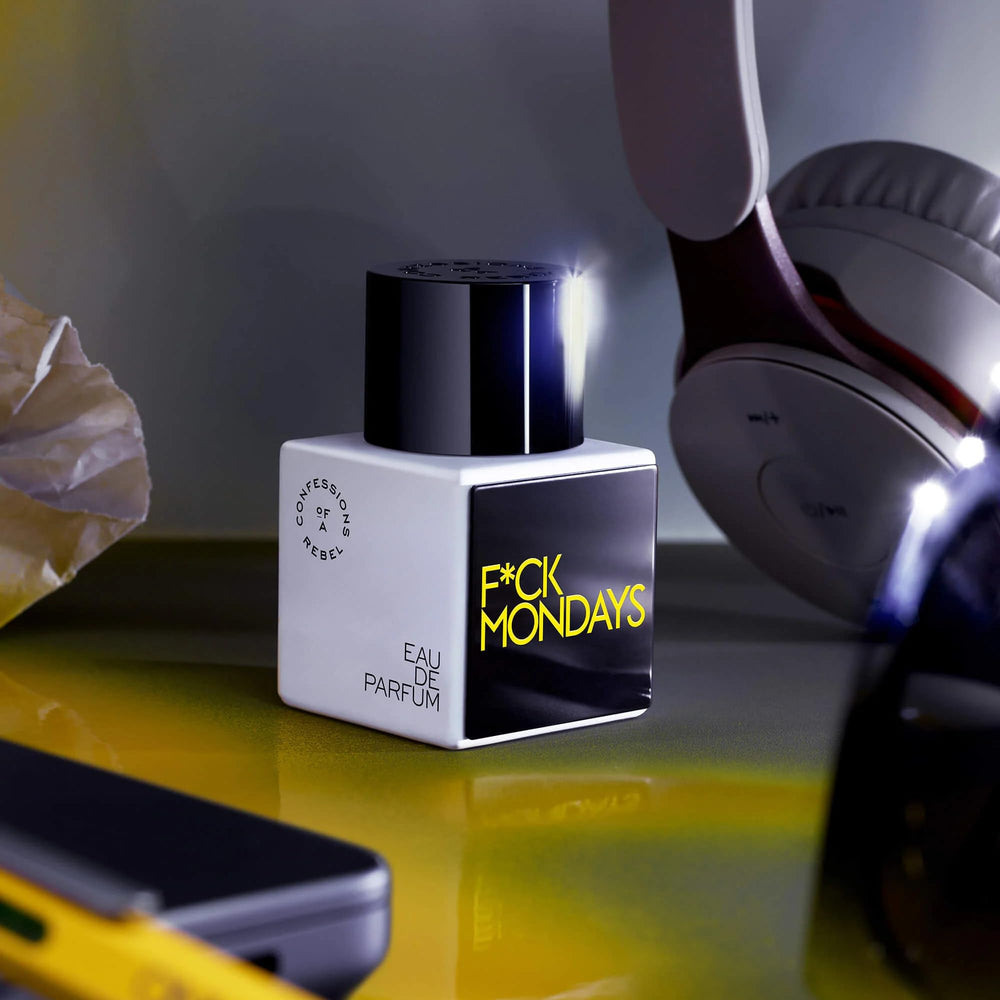 Confessions of a Rebel F*ck Mondays EDP scent notes highlight citrus and fruity warmth.