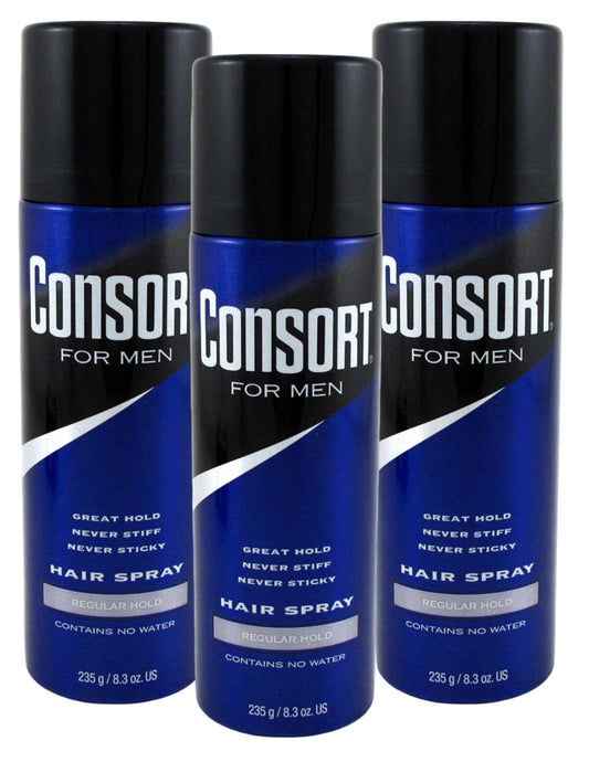 Consort Hair Spray bottle 8.3 oz shows reliable daily hold.