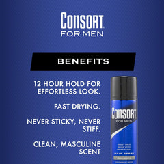 Consort Hair Spray no-water formula offers a lightweight finish.