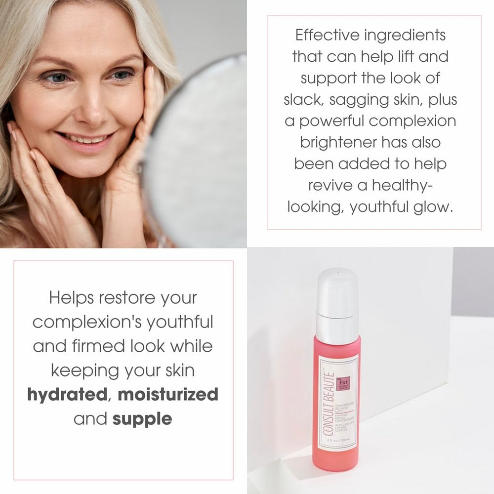 Consult Beaute Champagne Lift ingredients featuring caviar extract and colloidal gold.