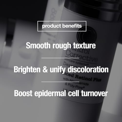 CONTROL CORRECTIVE Advanced Retinol Plus ingredients panel highlights retinol and niacinamide benefits.