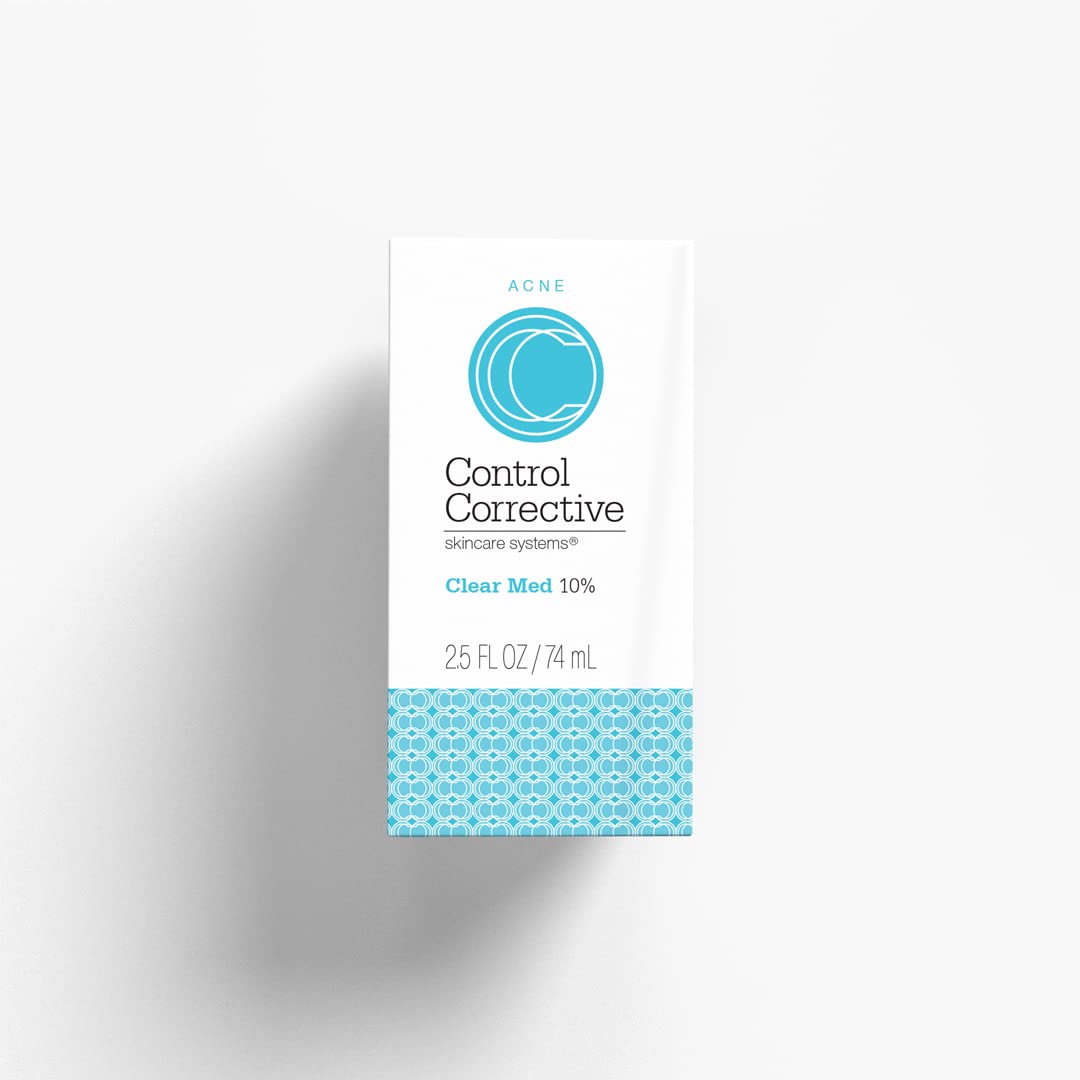 CONTROL CORRECTIVE Clear Med 10% packaging on tabletop for education.