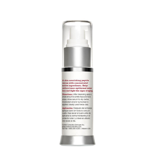 Control Corrective Tri-Peptide Serum dispenser shows easy application and hydration