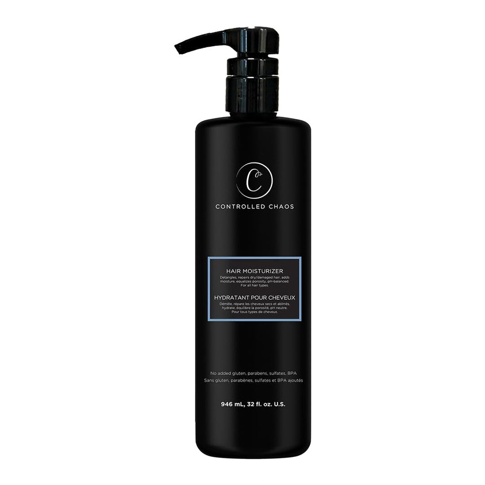 Controlled Chaos bottle pour shows easy, mess-free distribution for hydrated curls.