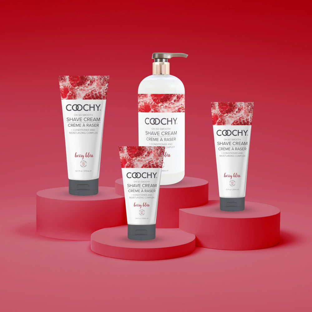 Bathroom shelf with Berry Bliss bottle ready for daily grooming.