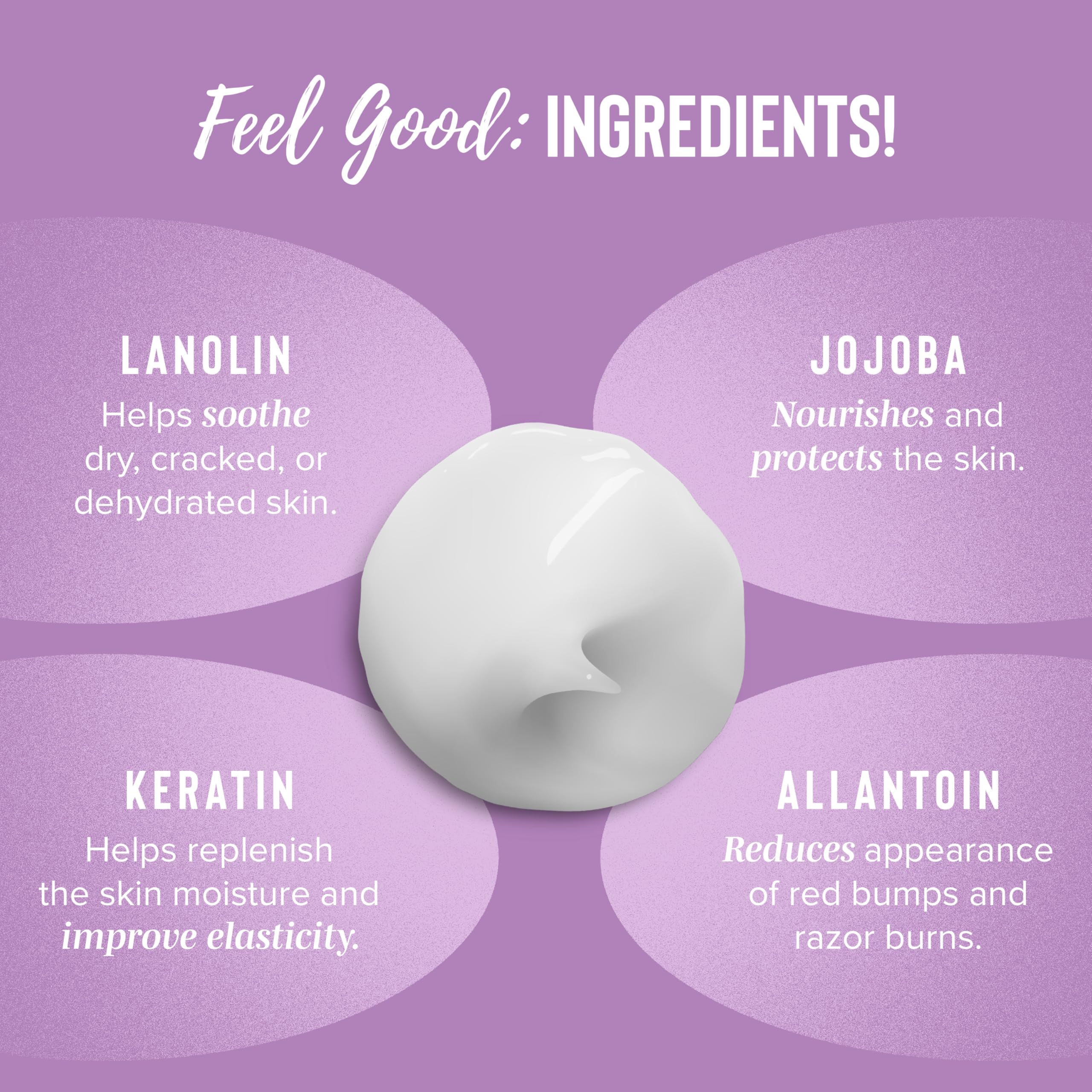 Coochy Floral Haze cream texture close-up emphasizing smooth, hair-softening formula.