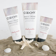 Coochy Island Paradise ingredients highlighting jojoba nourisher for sensitive skin.