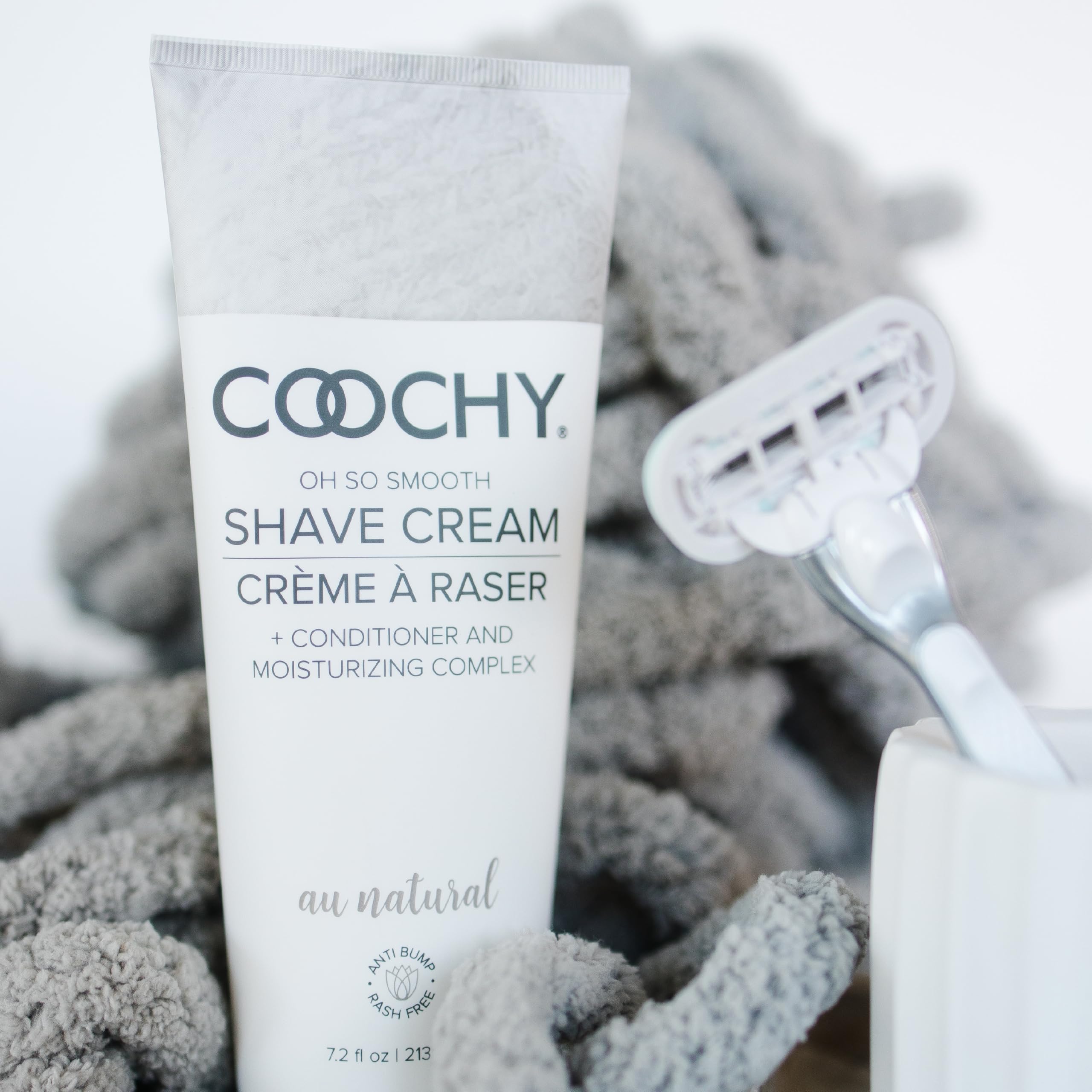 Coochy Shave Cream ingredients with jojoba for moisture and barrier protection.