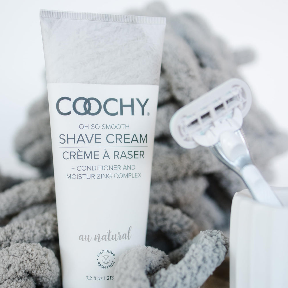 Coochy Shave Cream ingredients with jojoba for moisture and barrier protection.