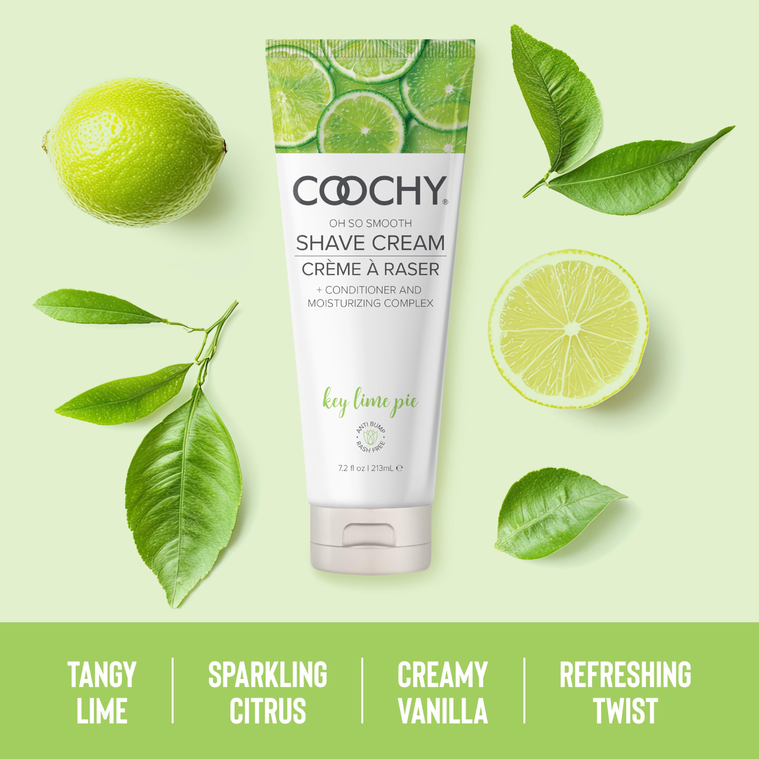 Coochy shave cream legs close-up shows smooth skin and glide.