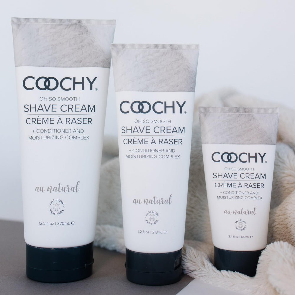 Coochy Shave Cream pump-dispense for easy, mess-free application.