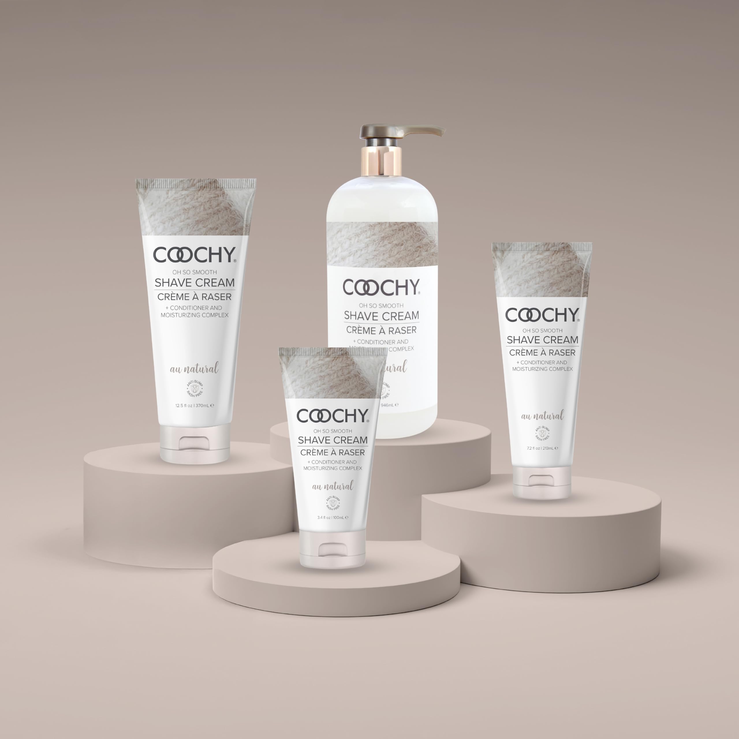 Coochy Shave Cream Island Paradise scent evokes tropical grooming.
