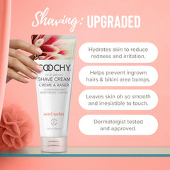 Coochy Shave Cream hair-softening action helps razors glide smoothly.