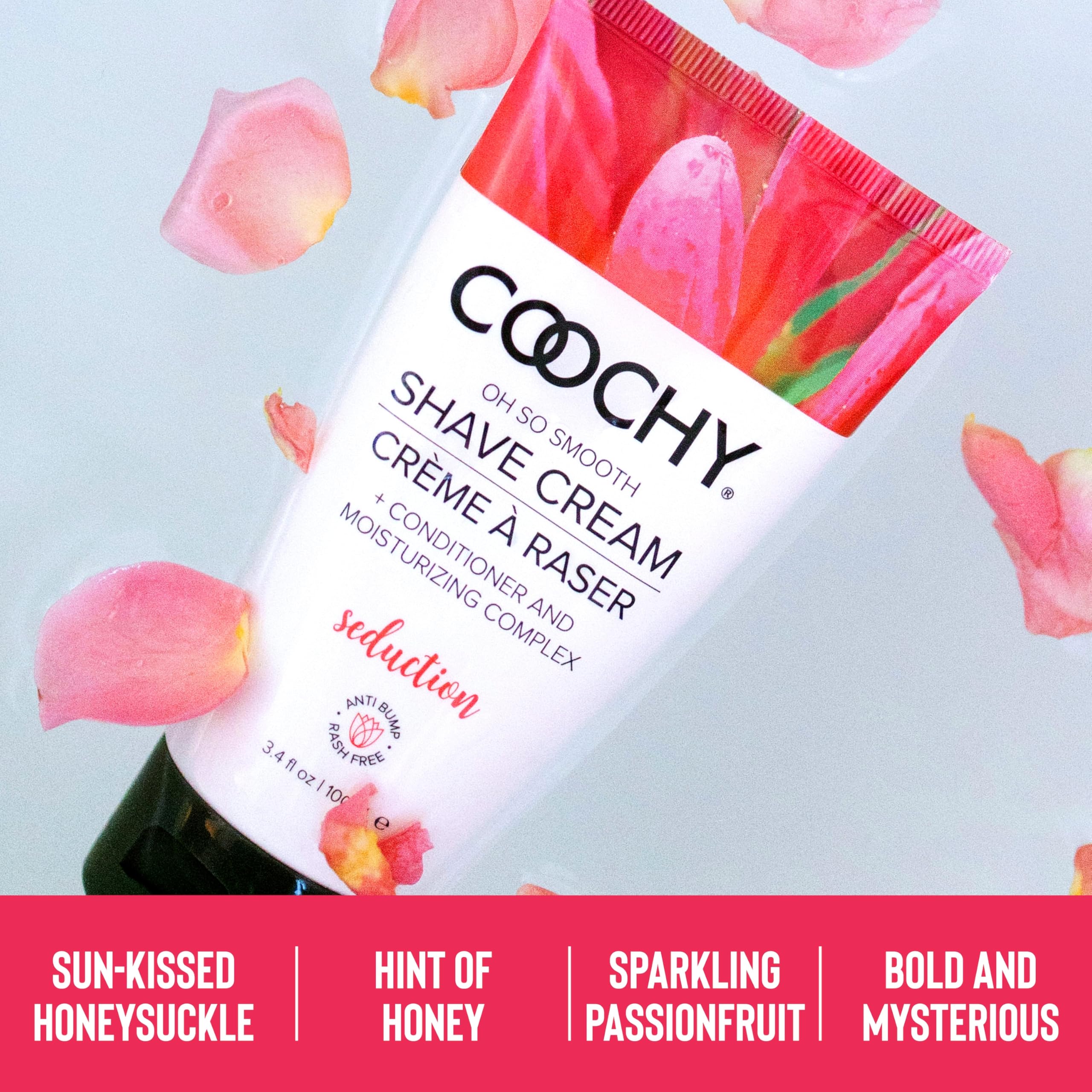Coochy Shave Cream underarms application for hydrating, irritation-minimizing shaving.