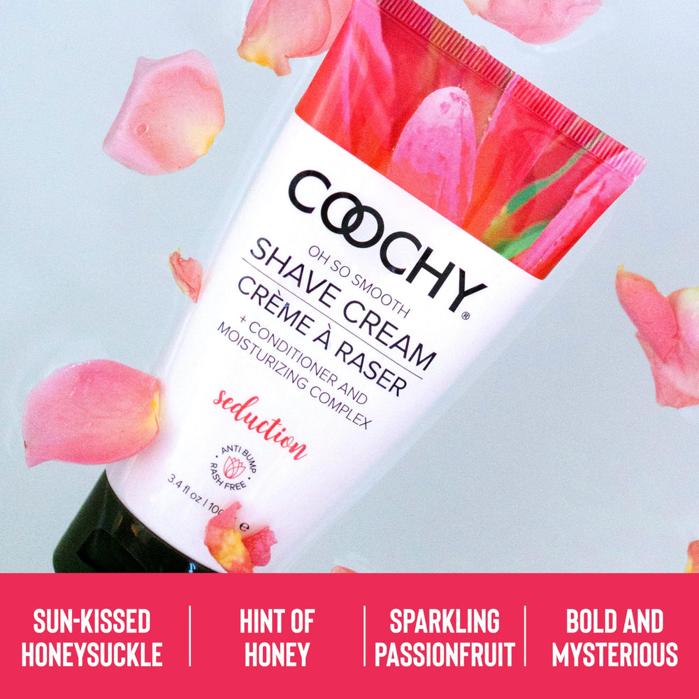 Coochy Shave Cream underarms application for hydrating, irritation-minimizing shaving.
