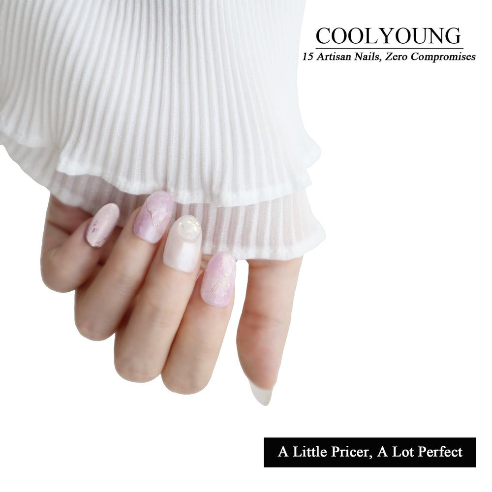 COOLYOUNG hand-painted nails close-up showing texture