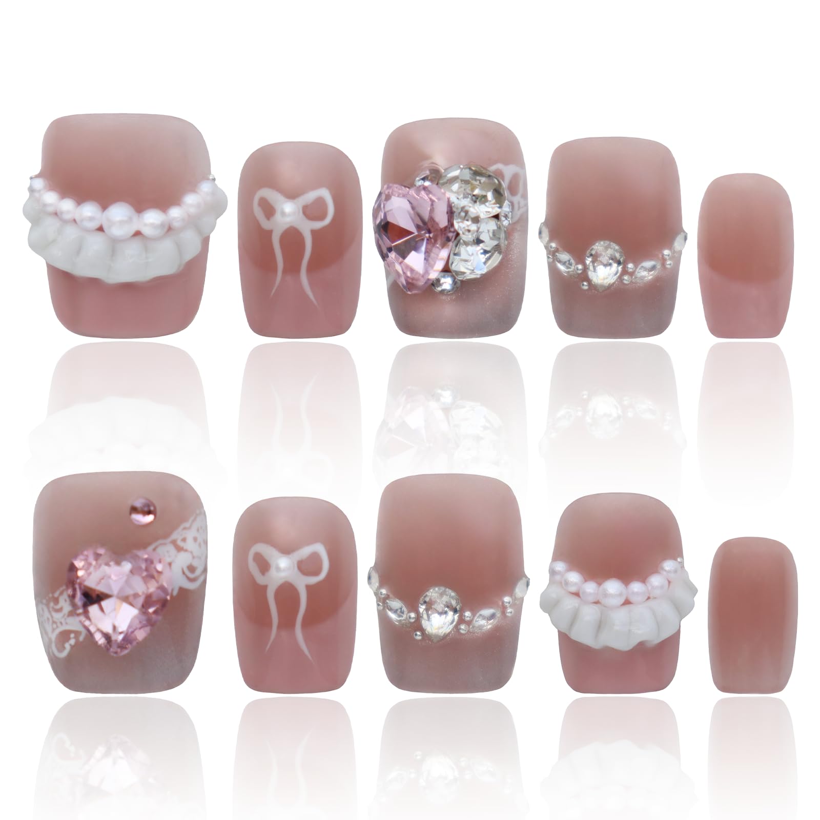 COOLYOUNG Pink short square ballet nails closeup showing vibrant color and precise edges
