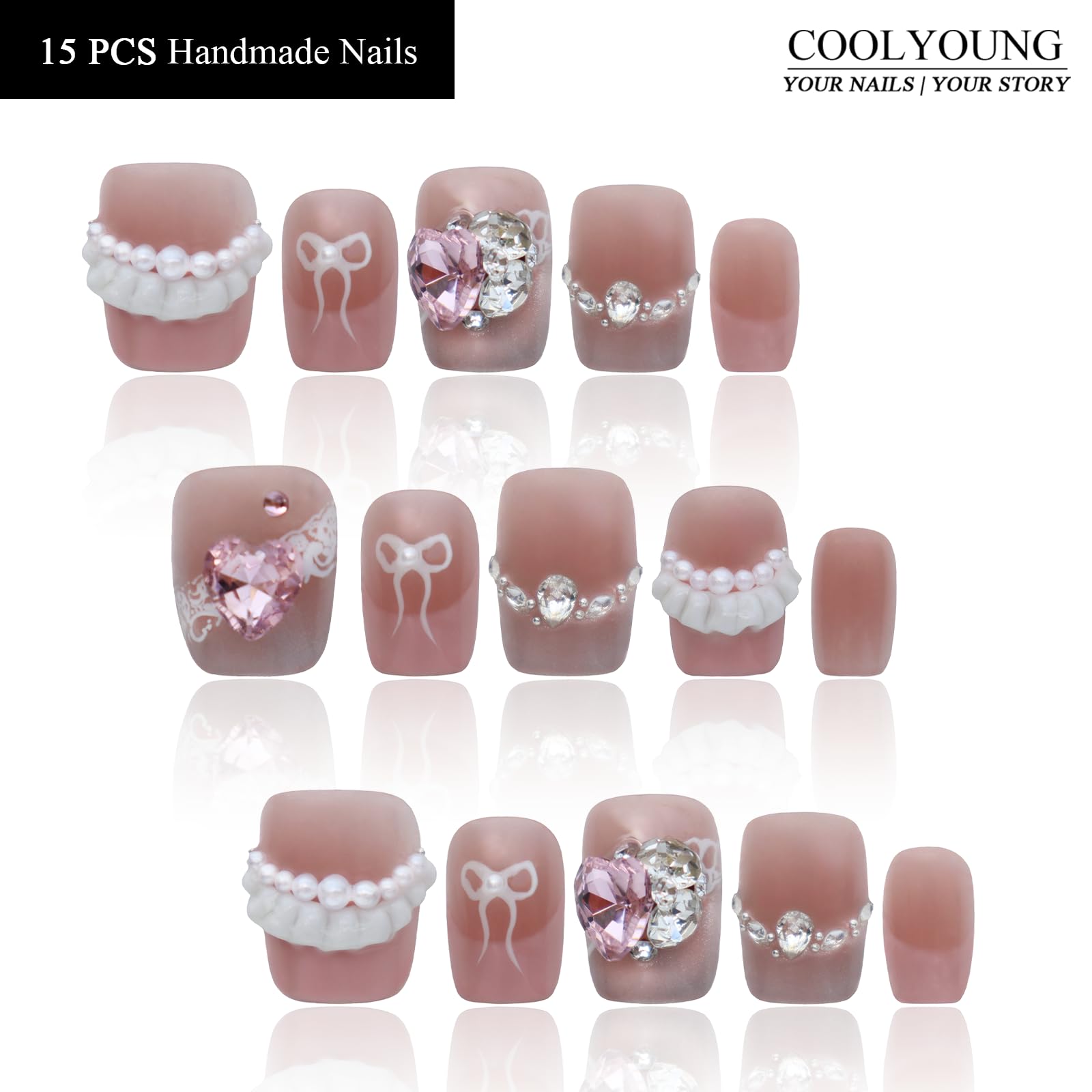 COOLYOUNG Pink short square ballet design pack highlights easy shade matching