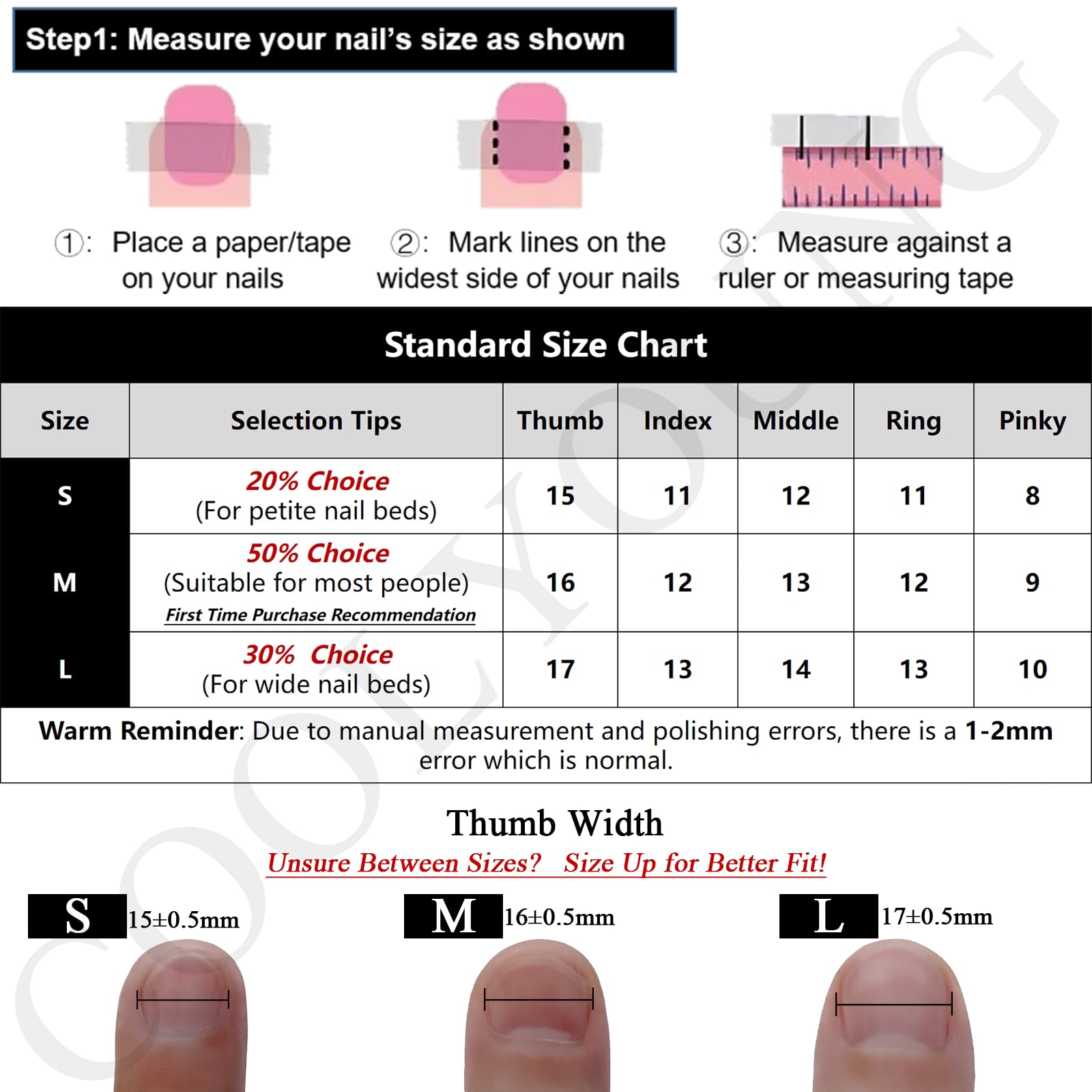 COOLYOUNG waterproof nails lasting 7-10 days for versatile wear
