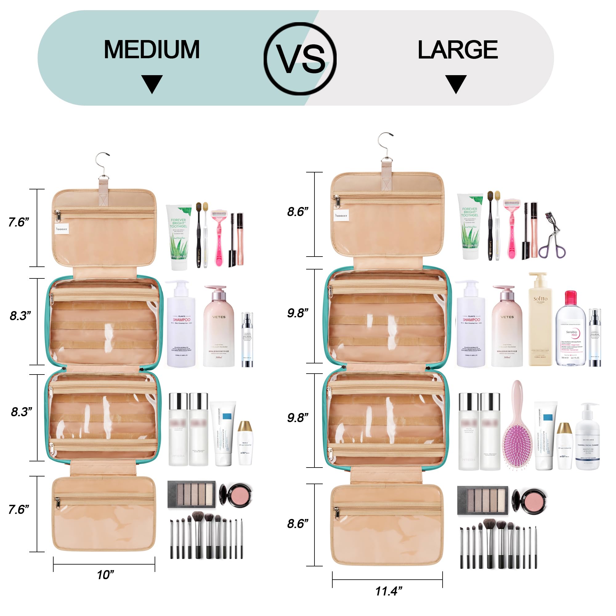 COOSKY ample storage compartments for cosmetics and toiletries