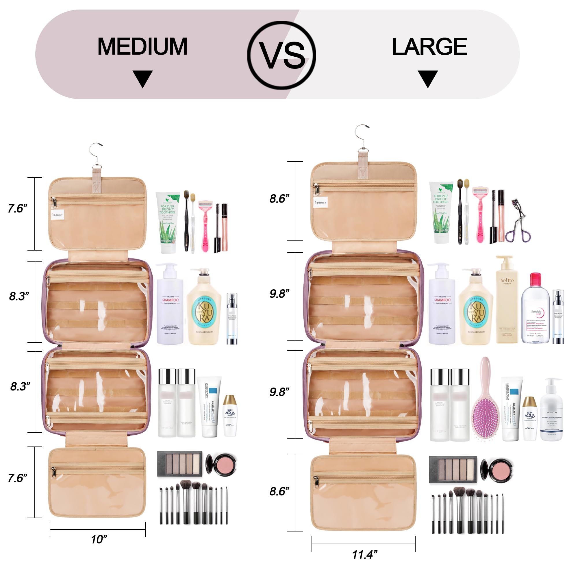 COOSKY 360-degree-hook image highlights versatile hanging options in hotel bathrooms