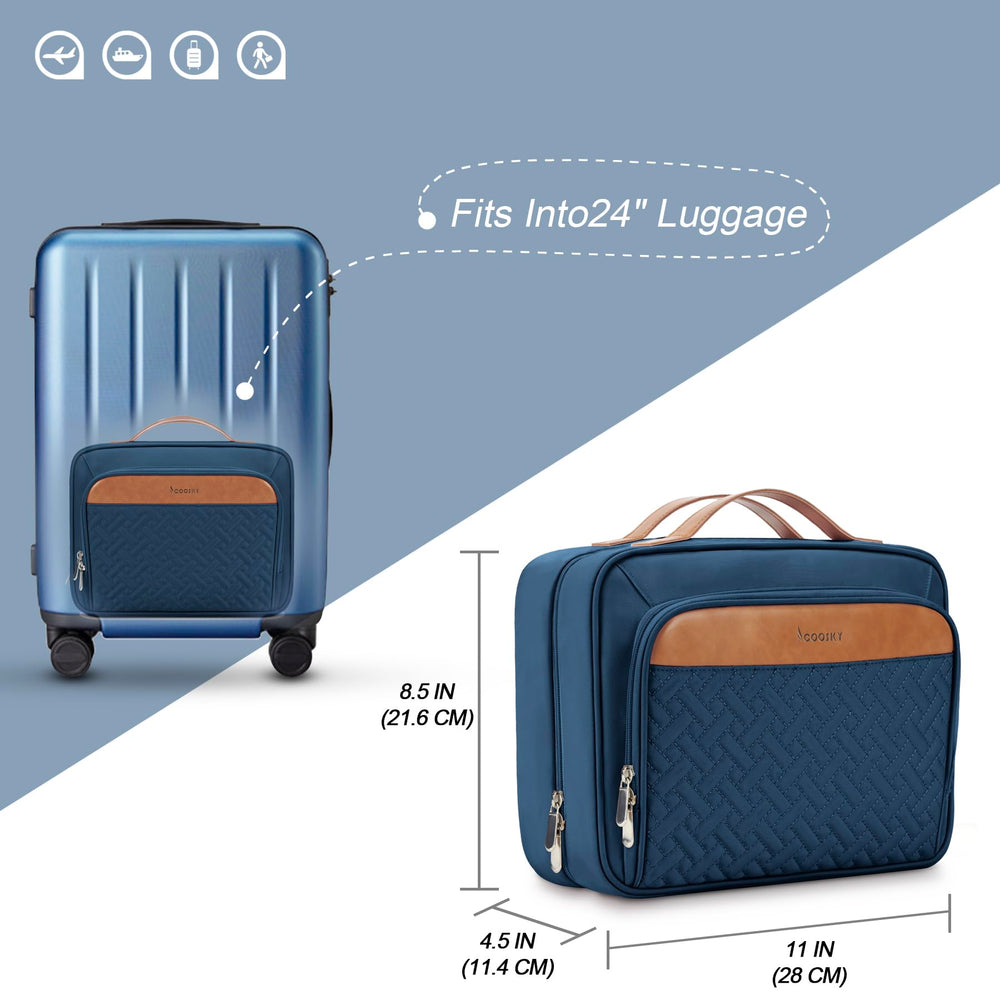 COOSKY trolley strap secures the bag to a suitcase for hands-free travel.