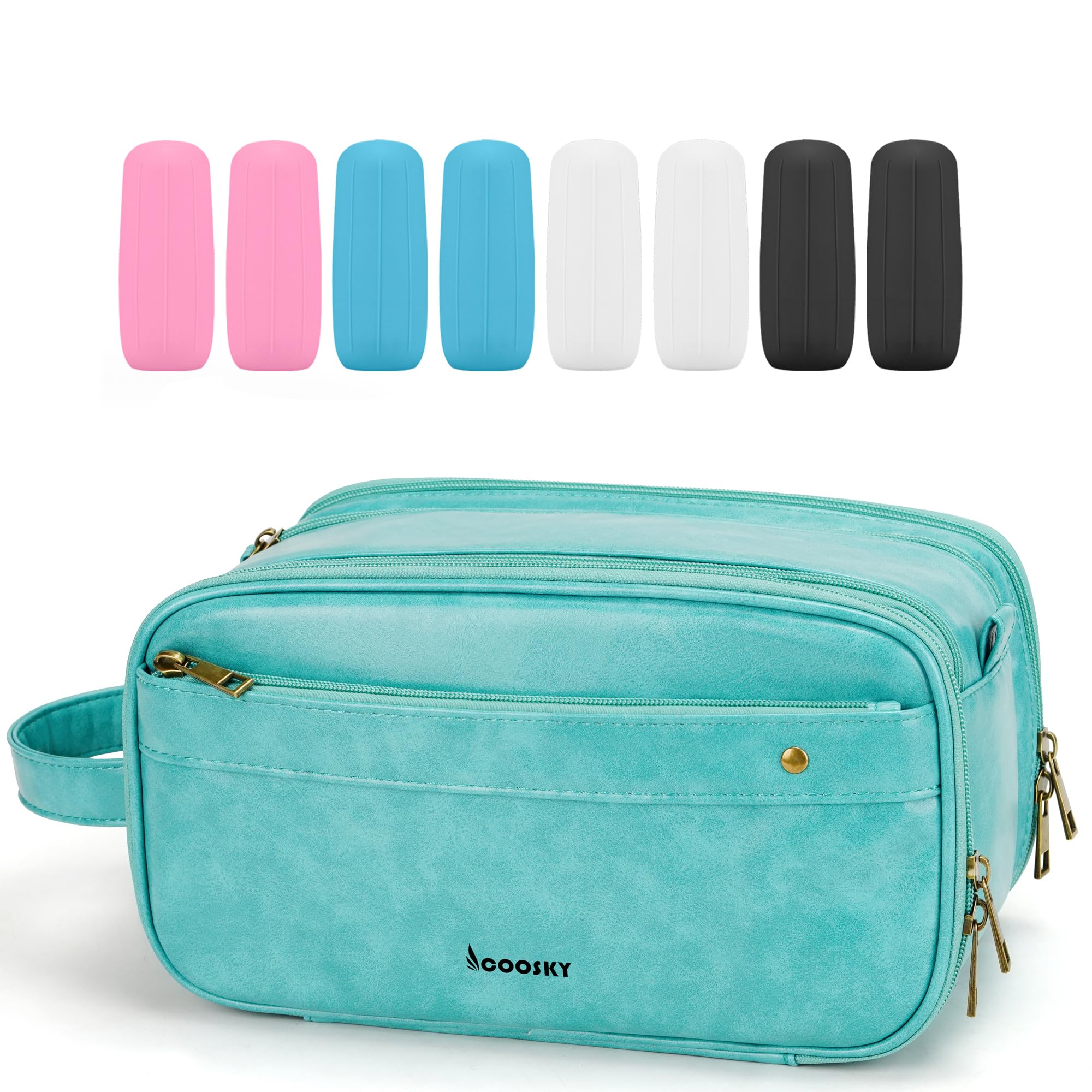 COOSKY Lake Blue travel toiletry bag main compartment holds large toiletries clearly
