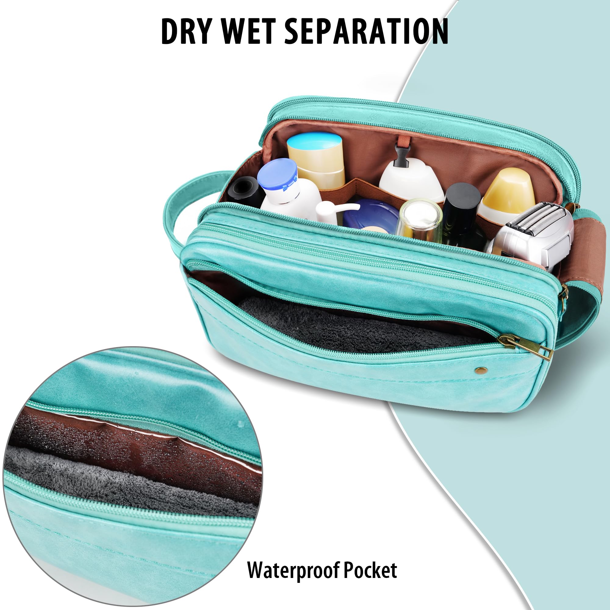 COOSKY Lake Blue waterproof PU leather exterior protects contents