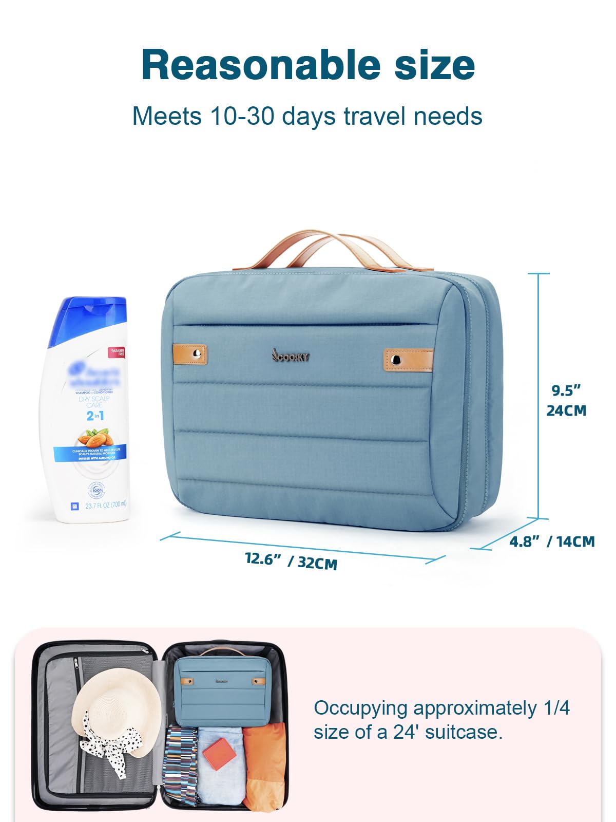 COOSKY bag blue detachable bottom pouch usable on its own