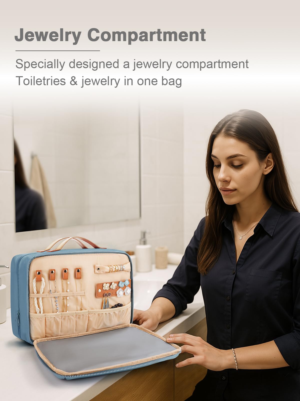 COOSKY bag blue wet-dry compartment prevents leaks during travel