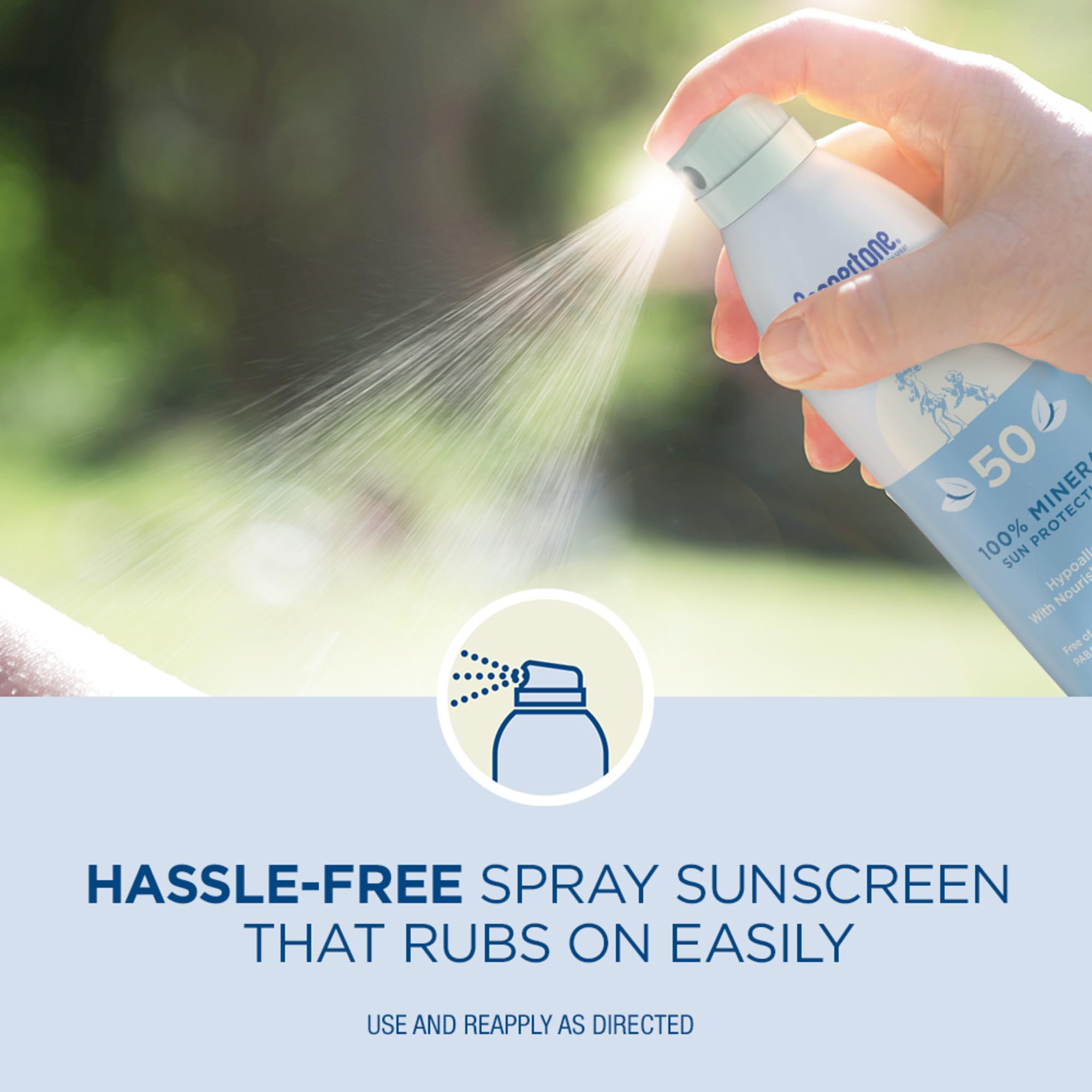 Coppertone Pure & Simple water-resistant icon indicating up to 80 minutes of protection.