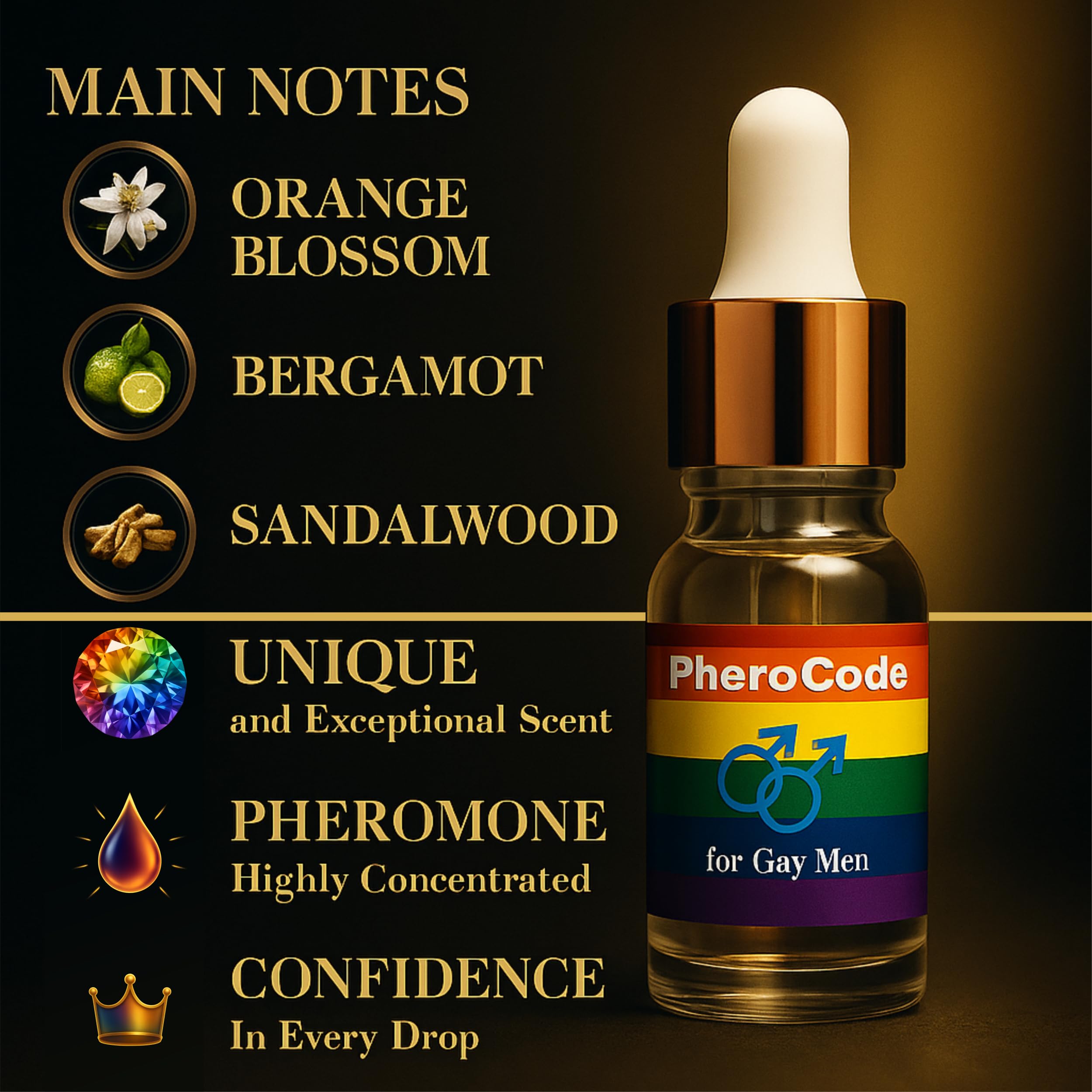 CopulinAndrone PheroCode packaging with rainbow design for premium gift appeal