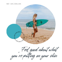 Coral Safe lightweight, non-greasy feel shown in real-use contexts.