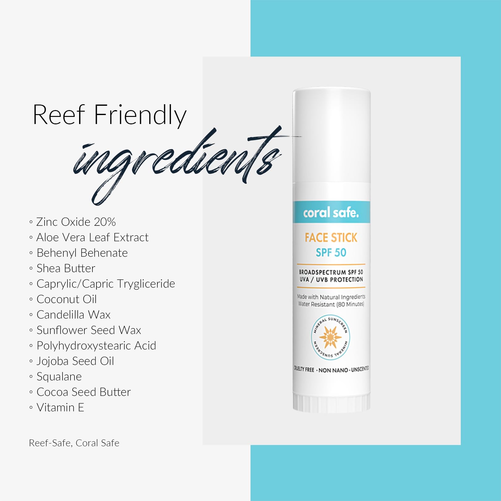Coral Safe natural USA-made sunscreen emphasizes quality and domestic production.