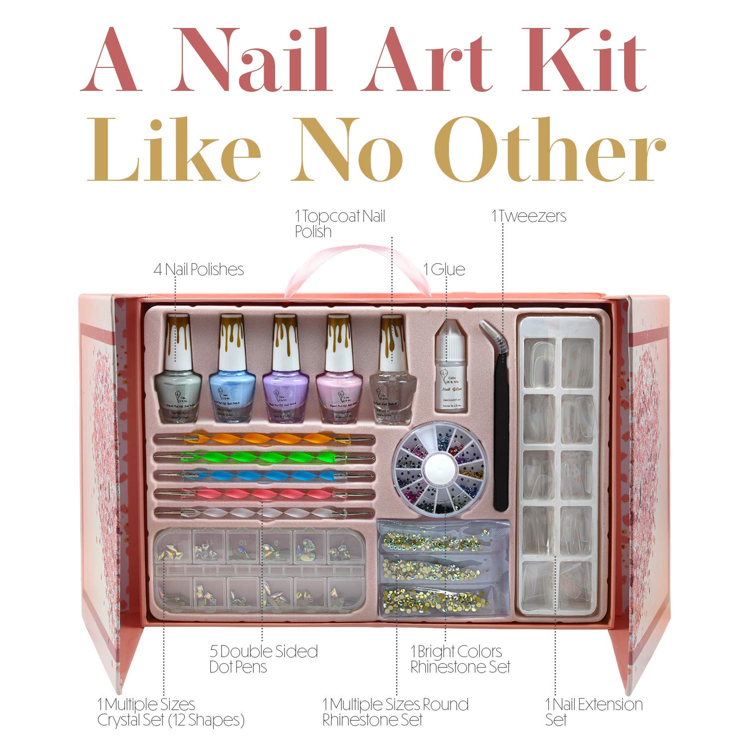 Rhinestones and crystals from CoralBeau add sparkle for salon-like nail bling.