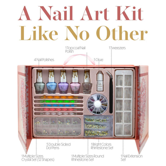 Rhinestones and crystals from CoralBeau add sparkle for salon-like nail bling.