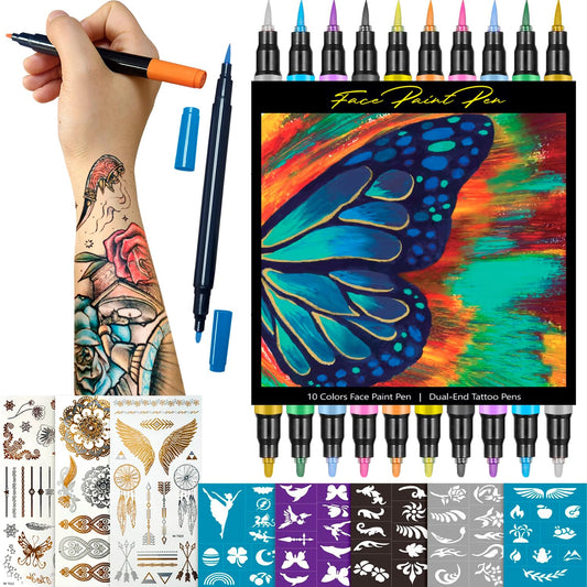 CORALMEE temporary tattoo markers dual-tip for precise detailing on skin.