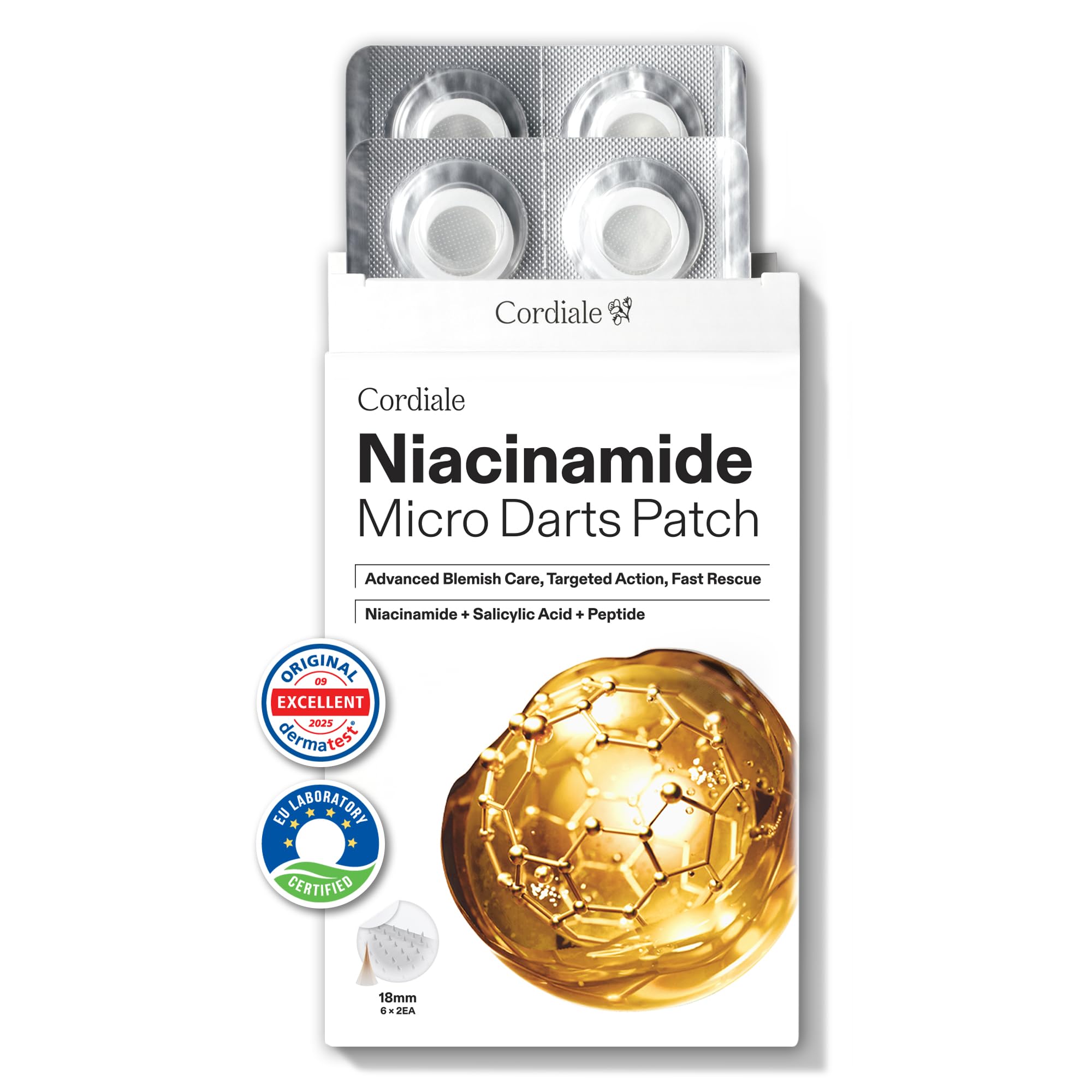 Cordiale Niacinamide Microdart Patch closeup delivering actives for blemish care.