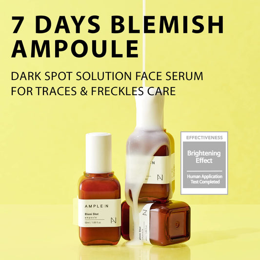 Coreana Ample:N Blemi Shot Serum dropper action—precise application for targeted spots.