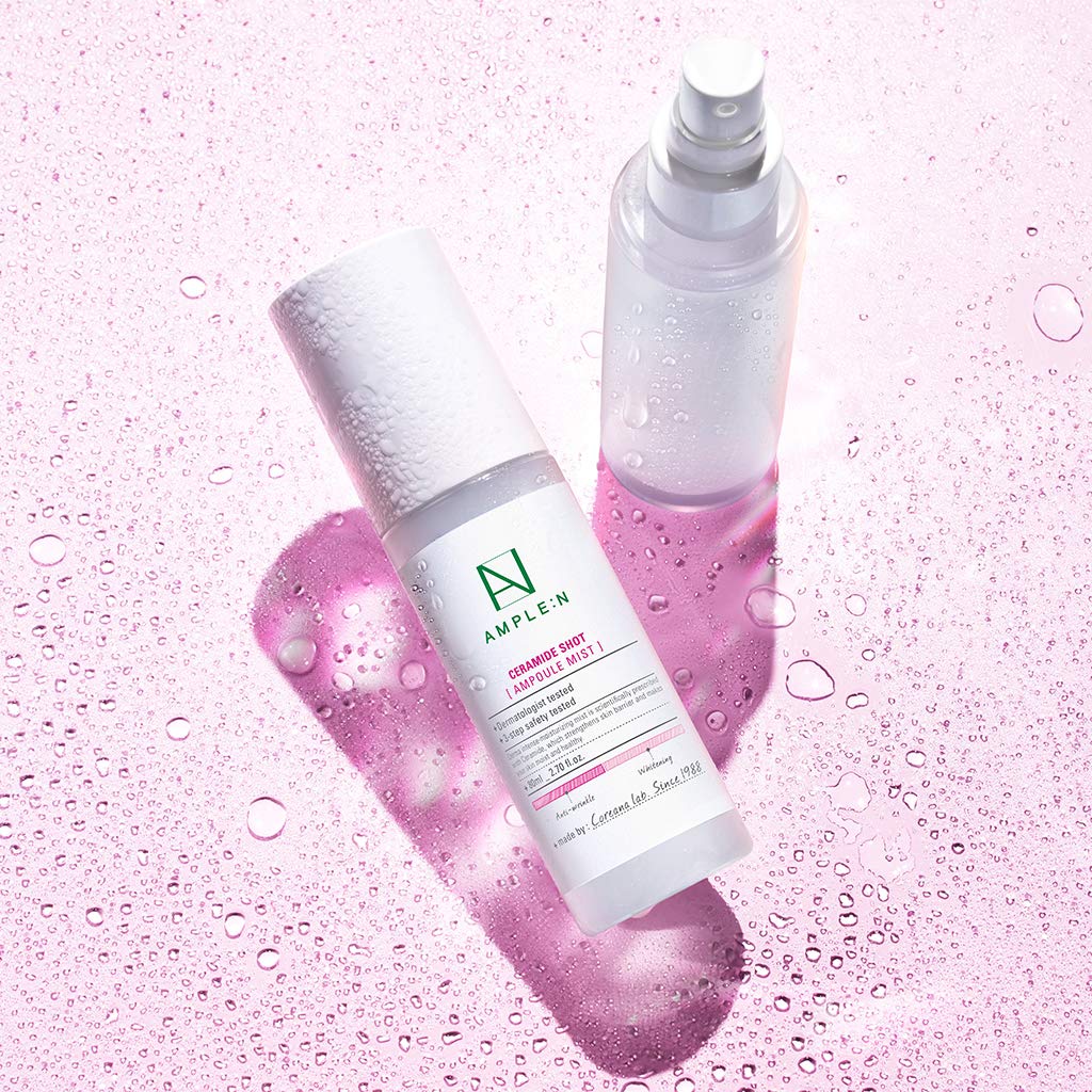 Coreana Ample:N ceramide shot mist application showing smooth mist