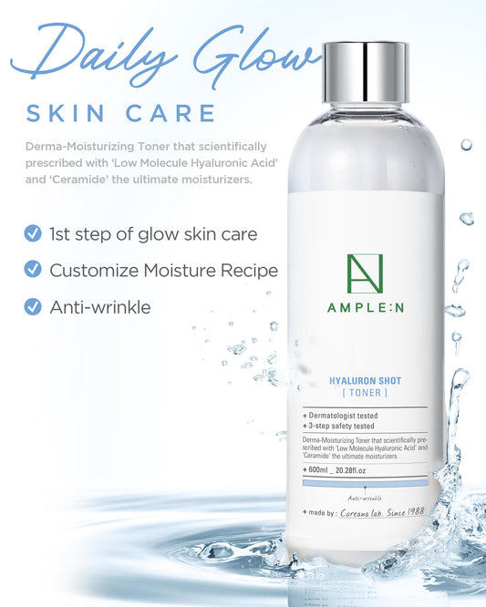 CORÉANA Ample:N Toner in use for soothing, hydrating skin
