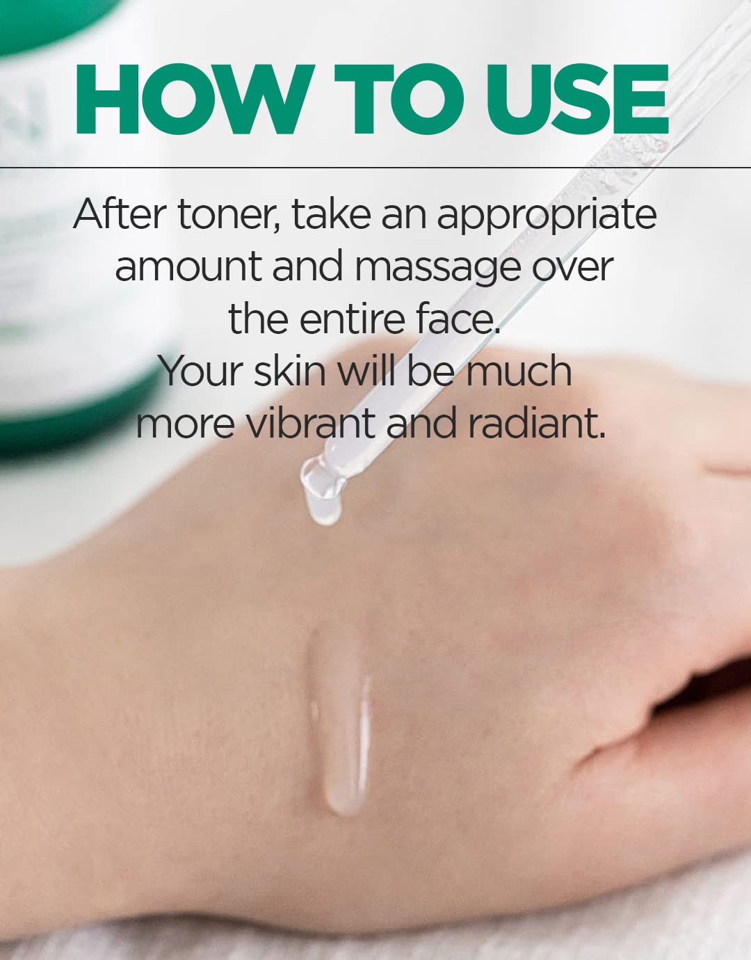CORÉANA Centel Calming Shot Serum texture being spread for quick absorption and hydration.