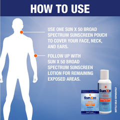 CoreTex Sun X 50 SPF packets are oxybenzone-free for skin-friendly protection.