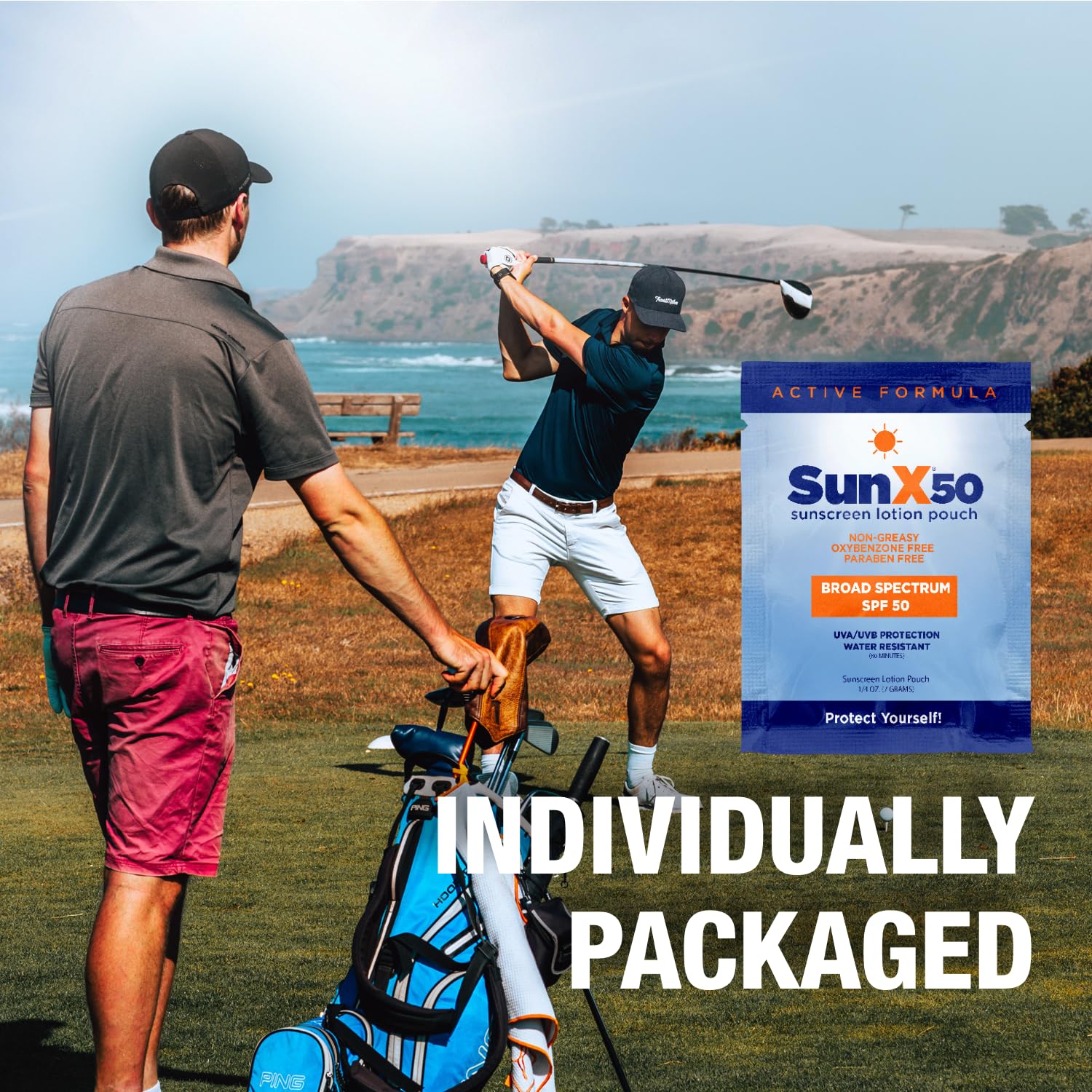 CoreTex Sun X 50 SPF packaging with logo for retail display.