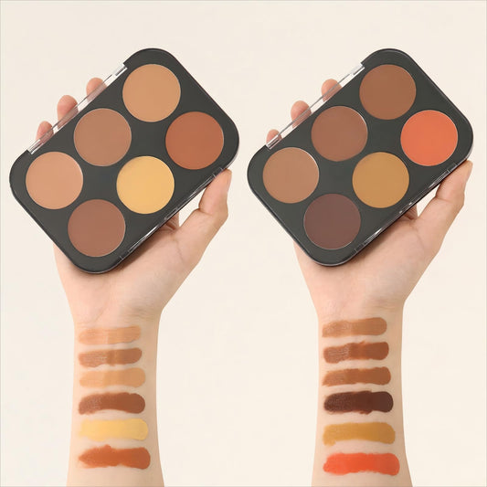 Corlo Contour Palette demonstrates creamy texture on swatches for smooth coverage.